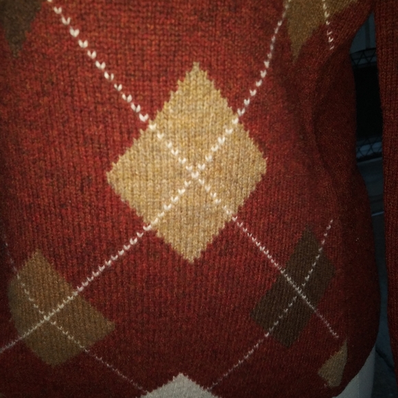 Brooks Brothers | Lambswool Argyle V-Neck Pullover Sweater Size Womens Medium - Picture 4 of 14